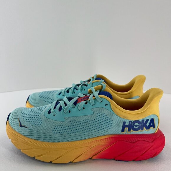 Hoka One One Arahi 7 Women's Running Shoes 8.5B Blue/Yellow/Red Lightweight - Picture 2 of 12